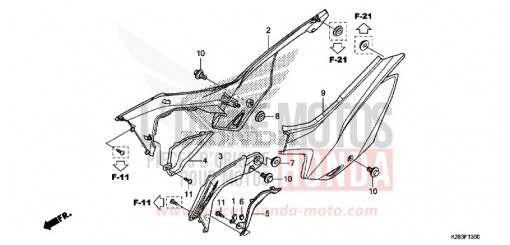 TANKVERKLEIDUNG/SEITENABDECKUNG (CRF125F/FB E/H/J) CRF125FBH de 2017